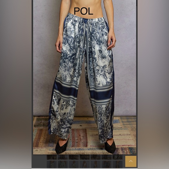 BP217-1💙NEW! POL Women's Navy and White Wide Leg Pants - Picture 3 of 9